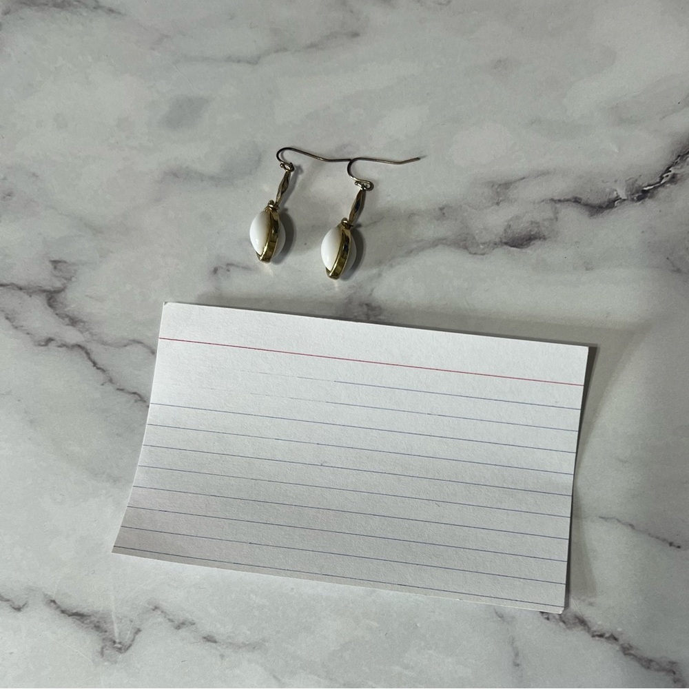 Gold and White Drop Earrings